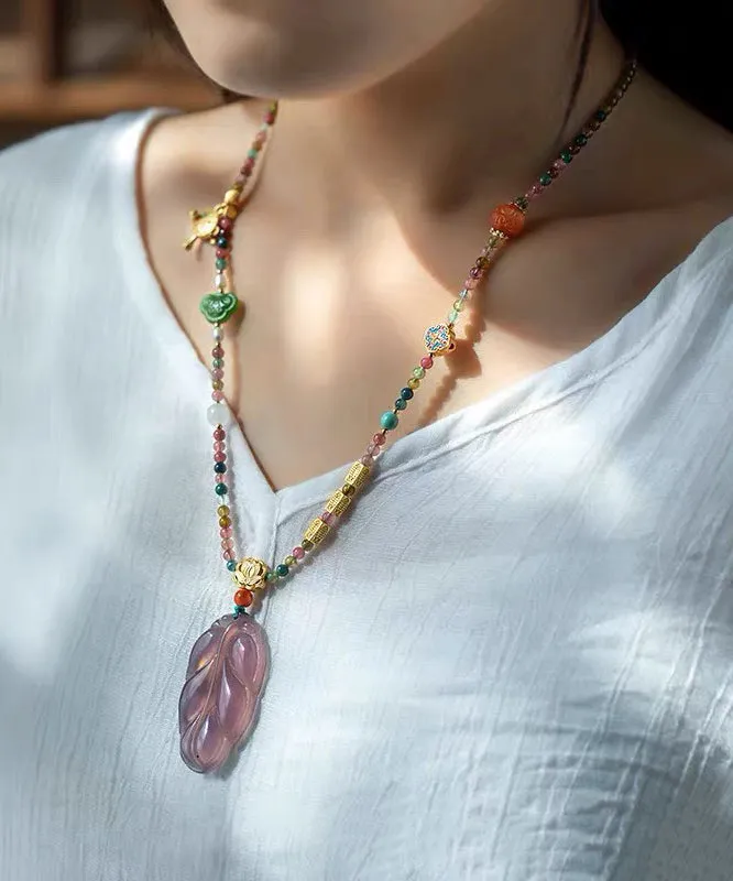 Art Rainbow Jade Agate Pendant Necklace ML0255