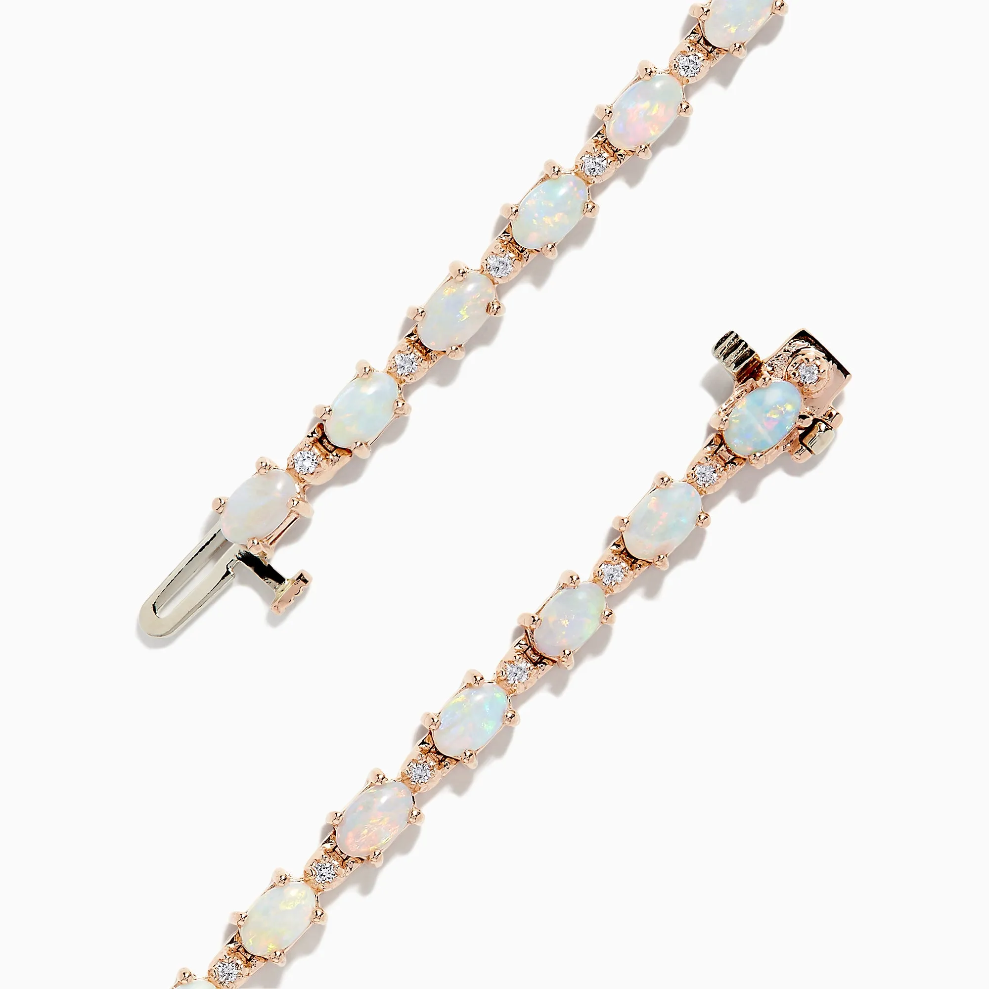 Aurora 14K Rose Gold Opal Tennis Bracelet, 4.72 TCW