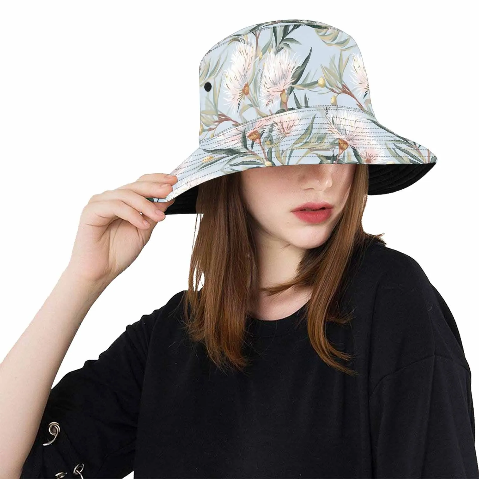 Australian Floral Blue  Unisex Summer Single-Layer Bucket Hat