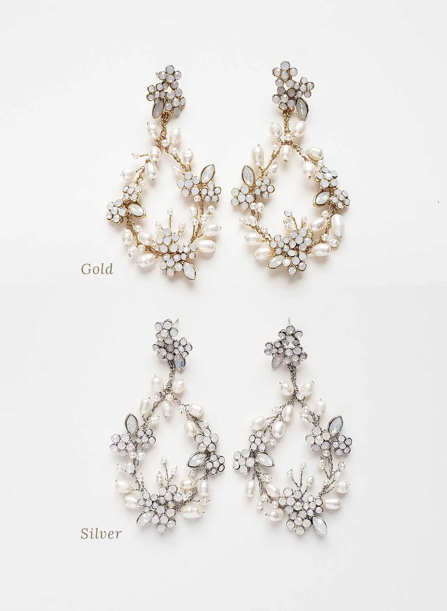 Baby's breath bridal pearl earrings - Style #2063