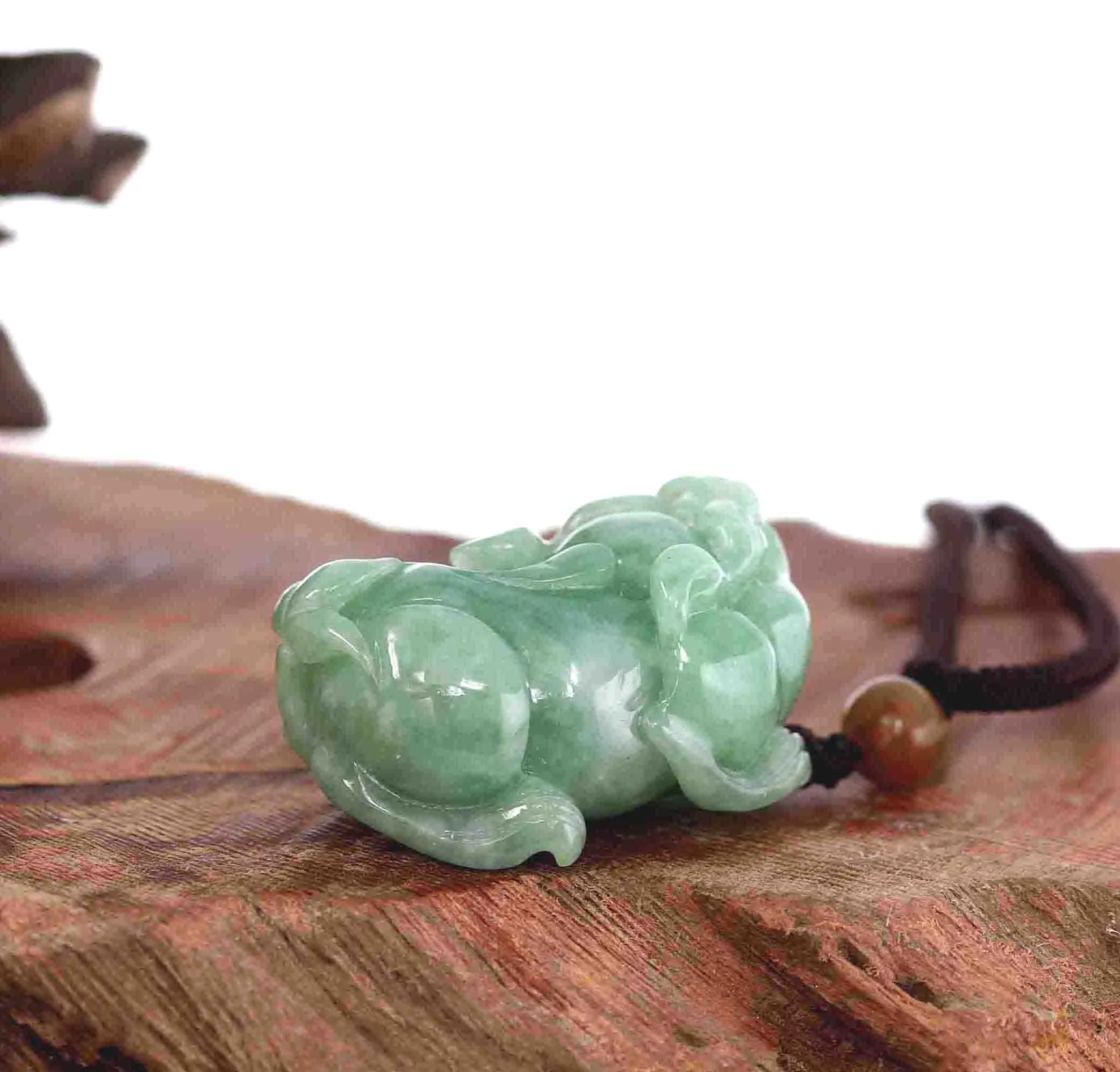 Baikalla™ Pi Xiu Genuine Burmese Green Jadeite Jade PiXiu Pendant Necklace (FengShui Lucky)