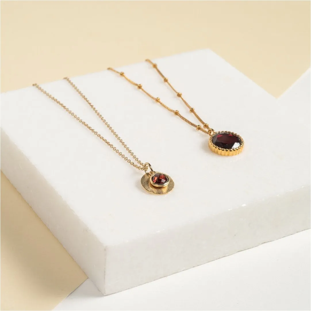 Bali 9ct Gold Garnet January Birthstone Necklace