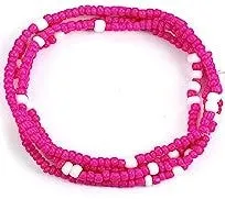 Beaded Stretch Cord Anklet-Fuchsia