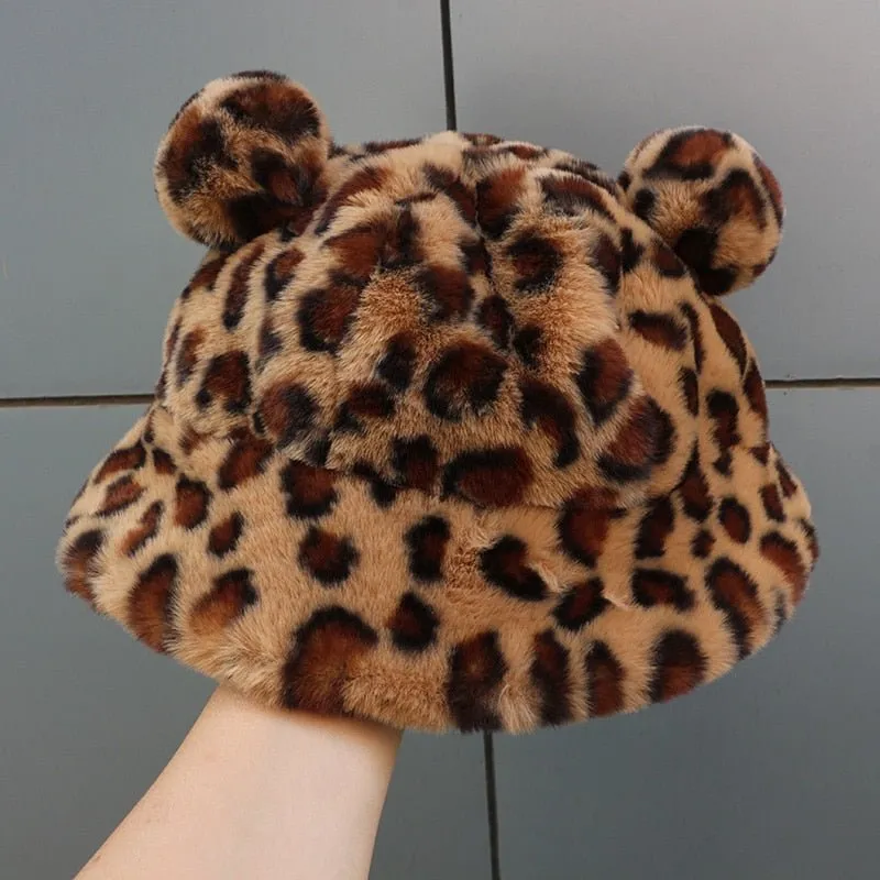 Bear Hat Plush Bucket Hat