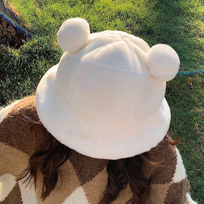 Bear Hat Plush Bucket Hat