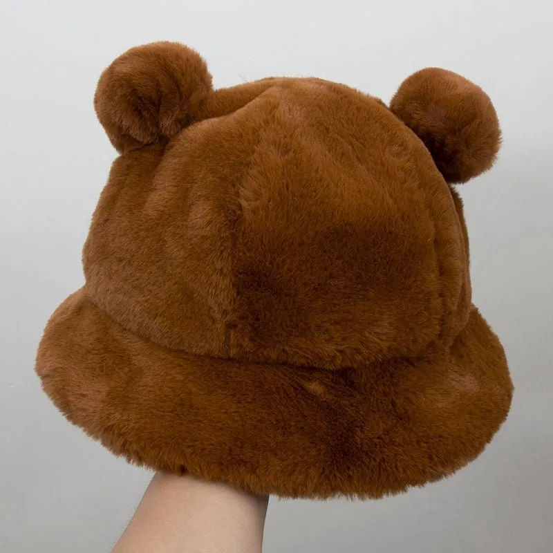 Bear Hat Plush Bucket Hat