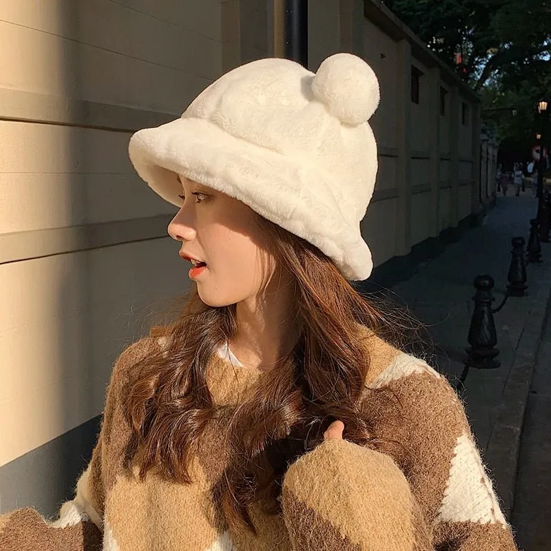 Bear Hat Plush Bucket Hat