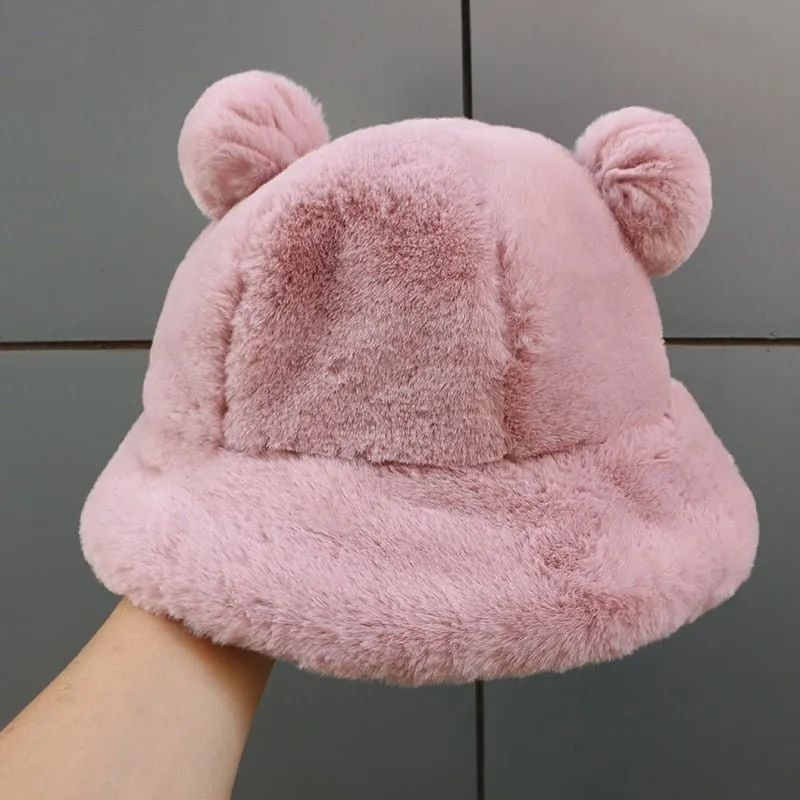 Bear Hat Plush Bucket Hat