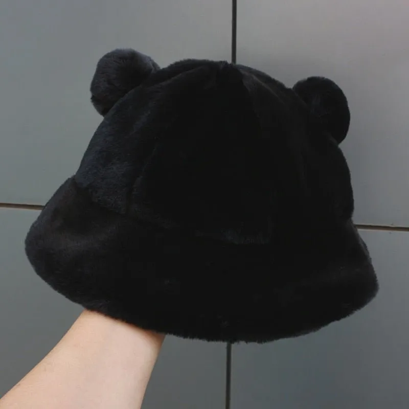 Bear Hat Plush Bucket Hat