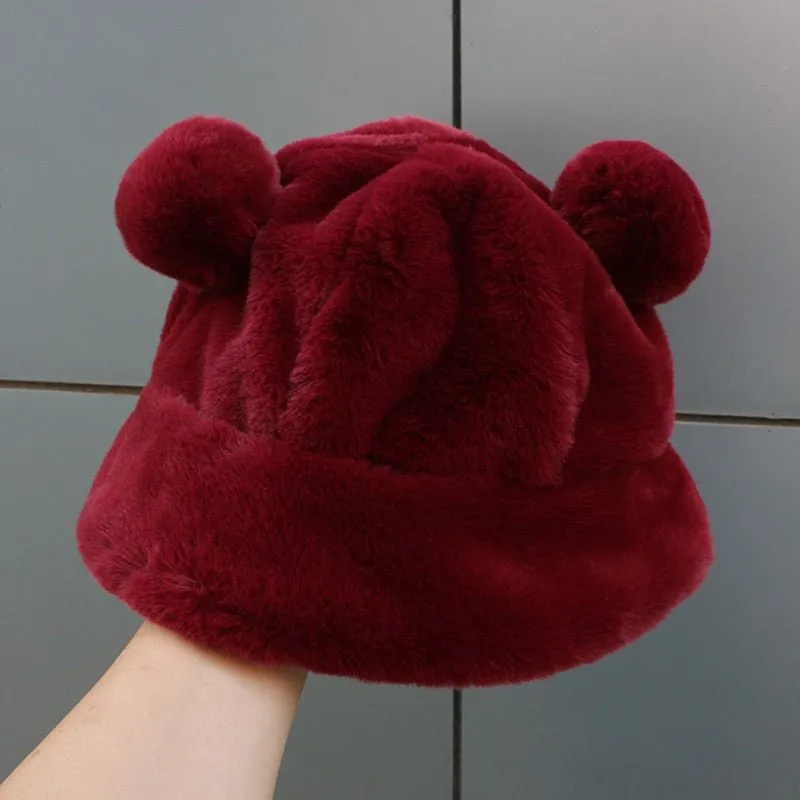 Bear Hat Plush Bucket Hat