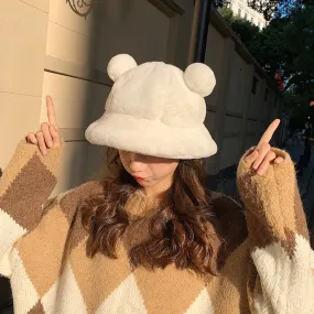 Bear Hat Plush Bucket Hat