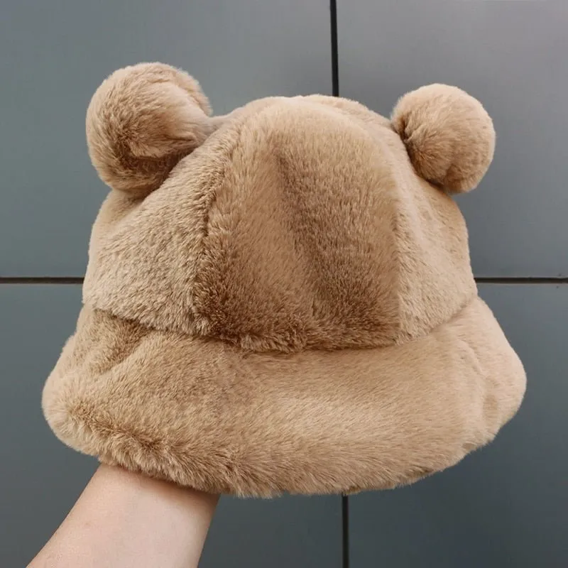 Bear Hat Plush Bucket Hat