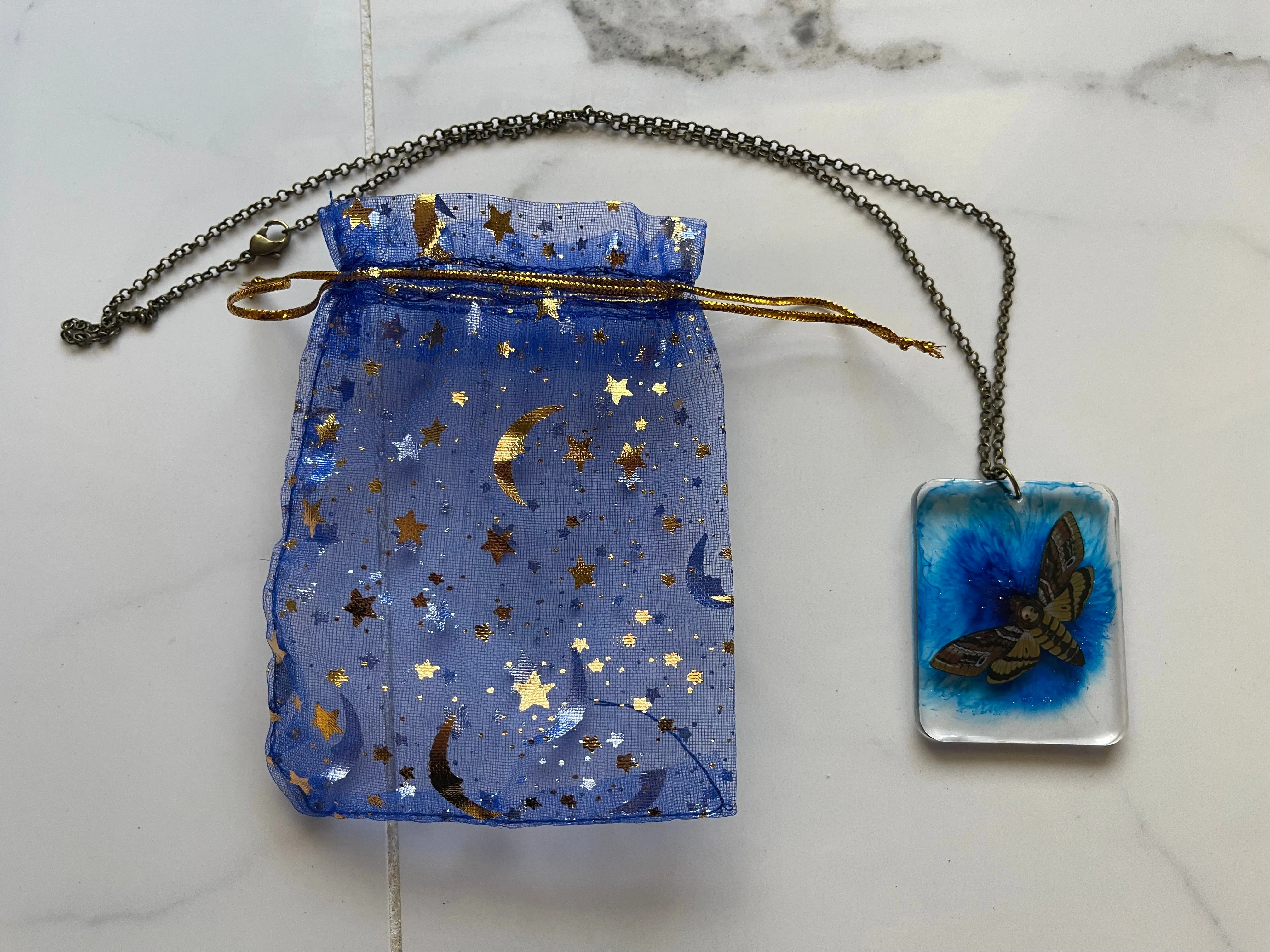 Beautiful Handmade Resin Moth Necklace