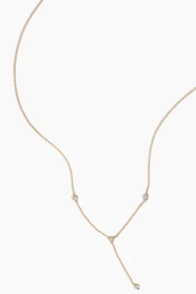 Bezel Lariat Necklace in 14k Yellow Gold