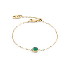 Birthstone May Bracelet Green Agate Gold