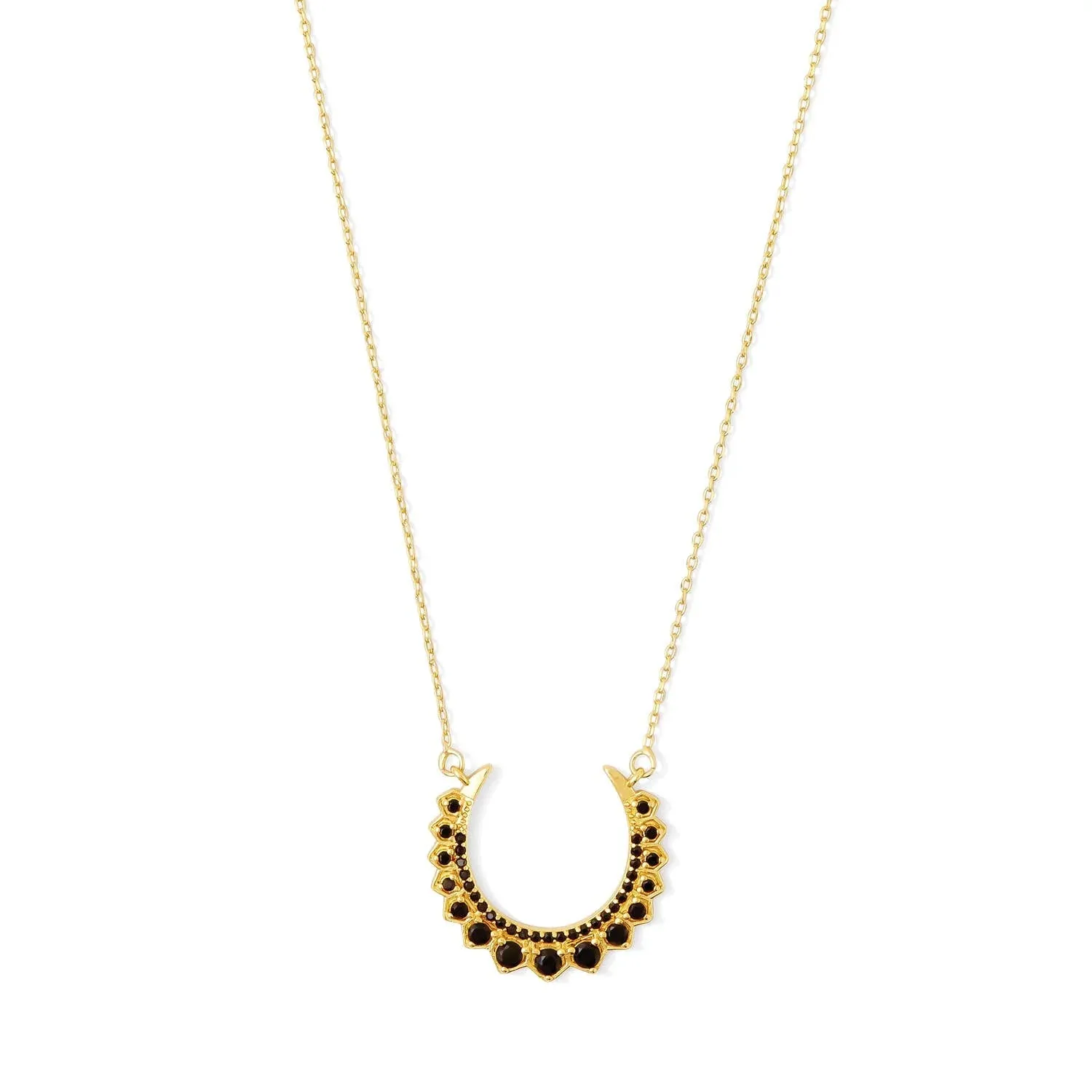 Black Accented Crescent Necklace