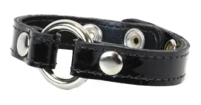 Black Patent Leather Bracelet w/ Silver O Ring Detail