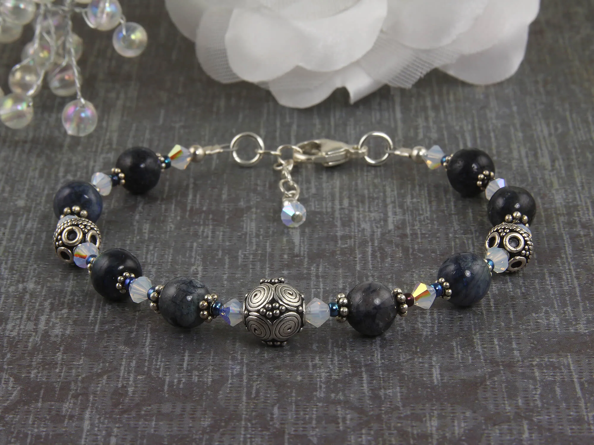 Blue Labradorite Gemstone Beaded Bracelet