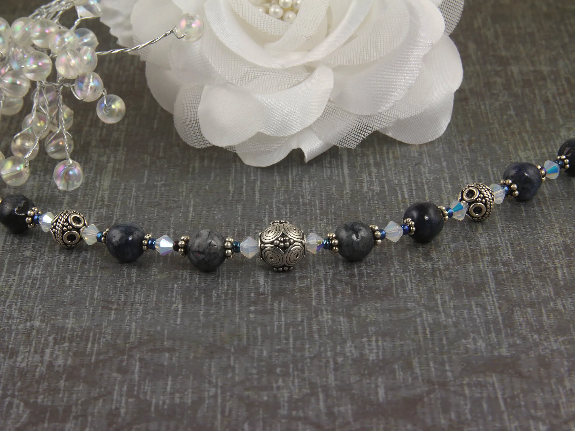 Blue Labradorite Gemstone Beaded Bracelet