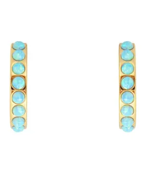 Blue Opal Crystal Midi Hoops Gold