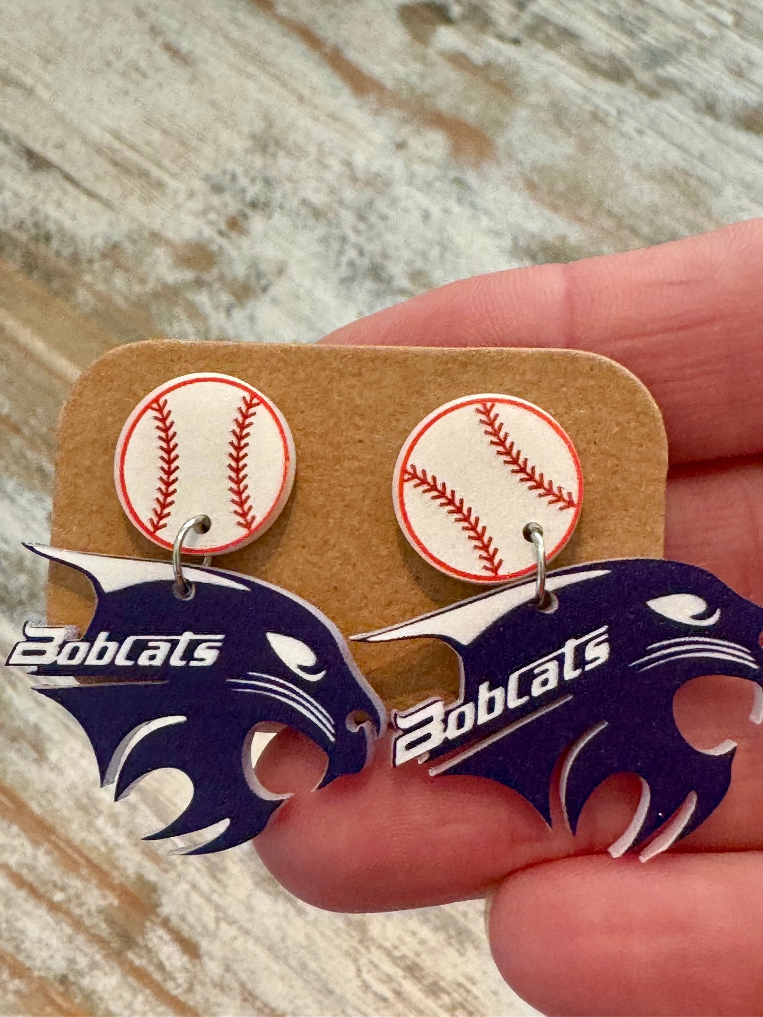 Bobcat Head Earrings (Various Sports)