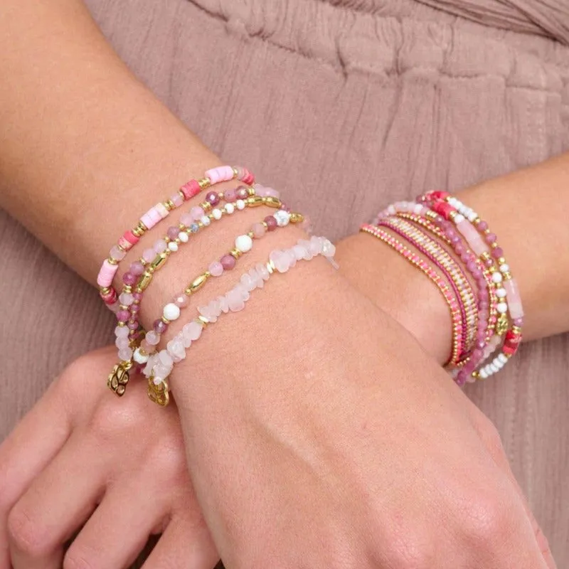 Boho Betty Dash Pink Gemstone Stretch Bracelet