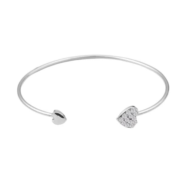 Bracelet LOVELY réglable double coeur avec strass