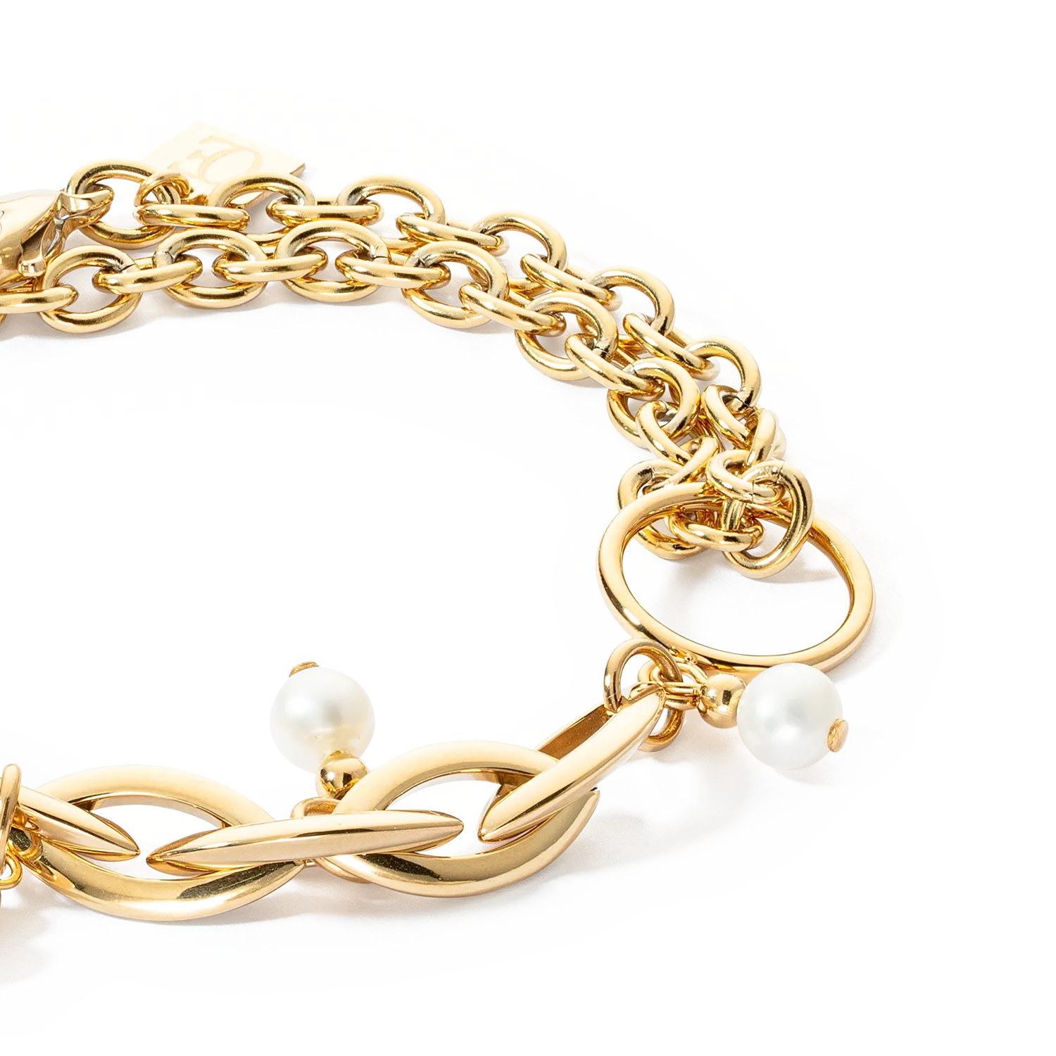 Bracelet Y Navette Freshwater Pearls gold