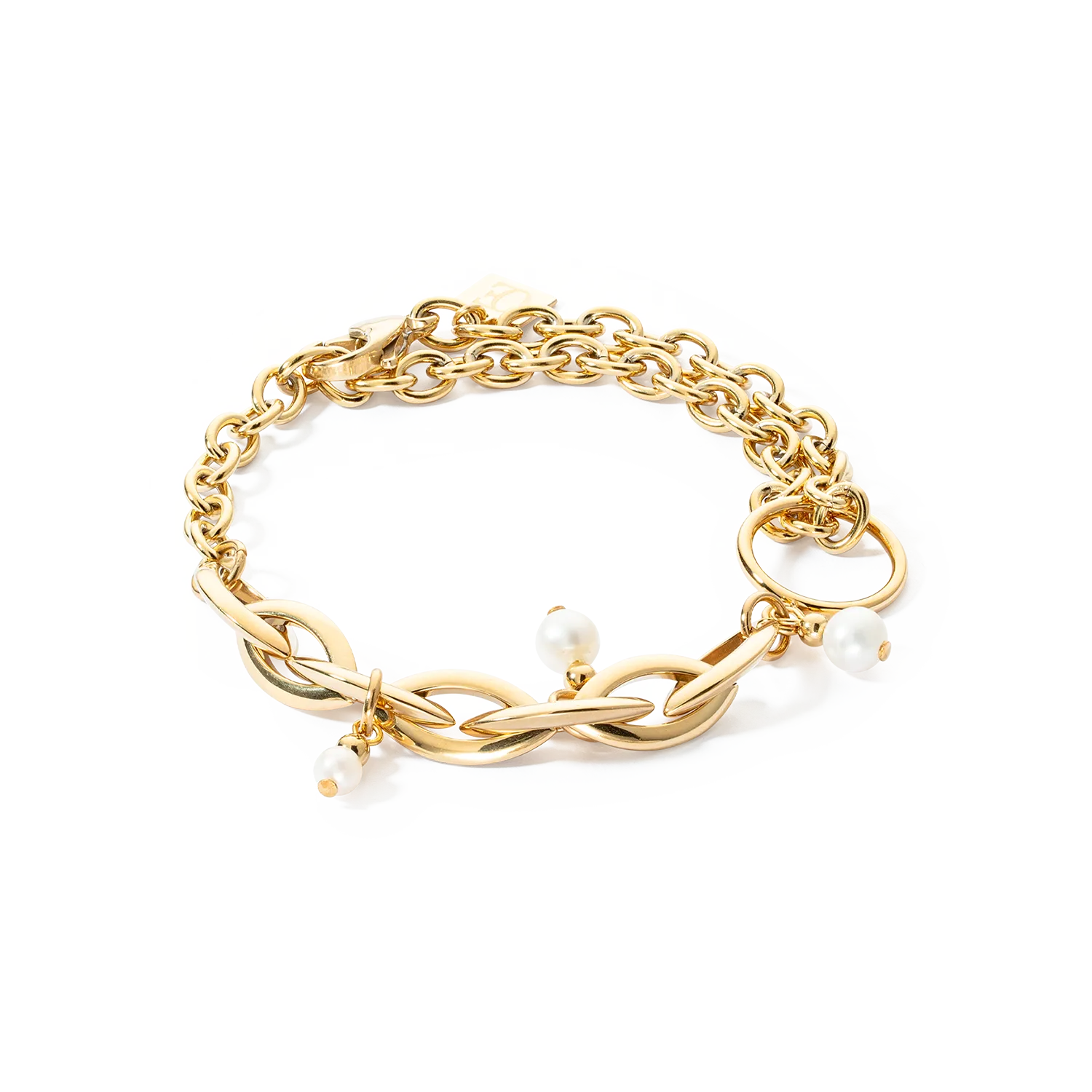 Bracelet Y Navette Freshwater Pearls gold