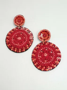 Brick Red & Coral Statement Earrings