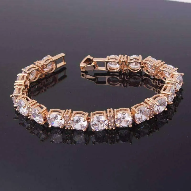 Brilliance Oversize Diamond CZ Tennis Bracelet in 18K Gold for Women