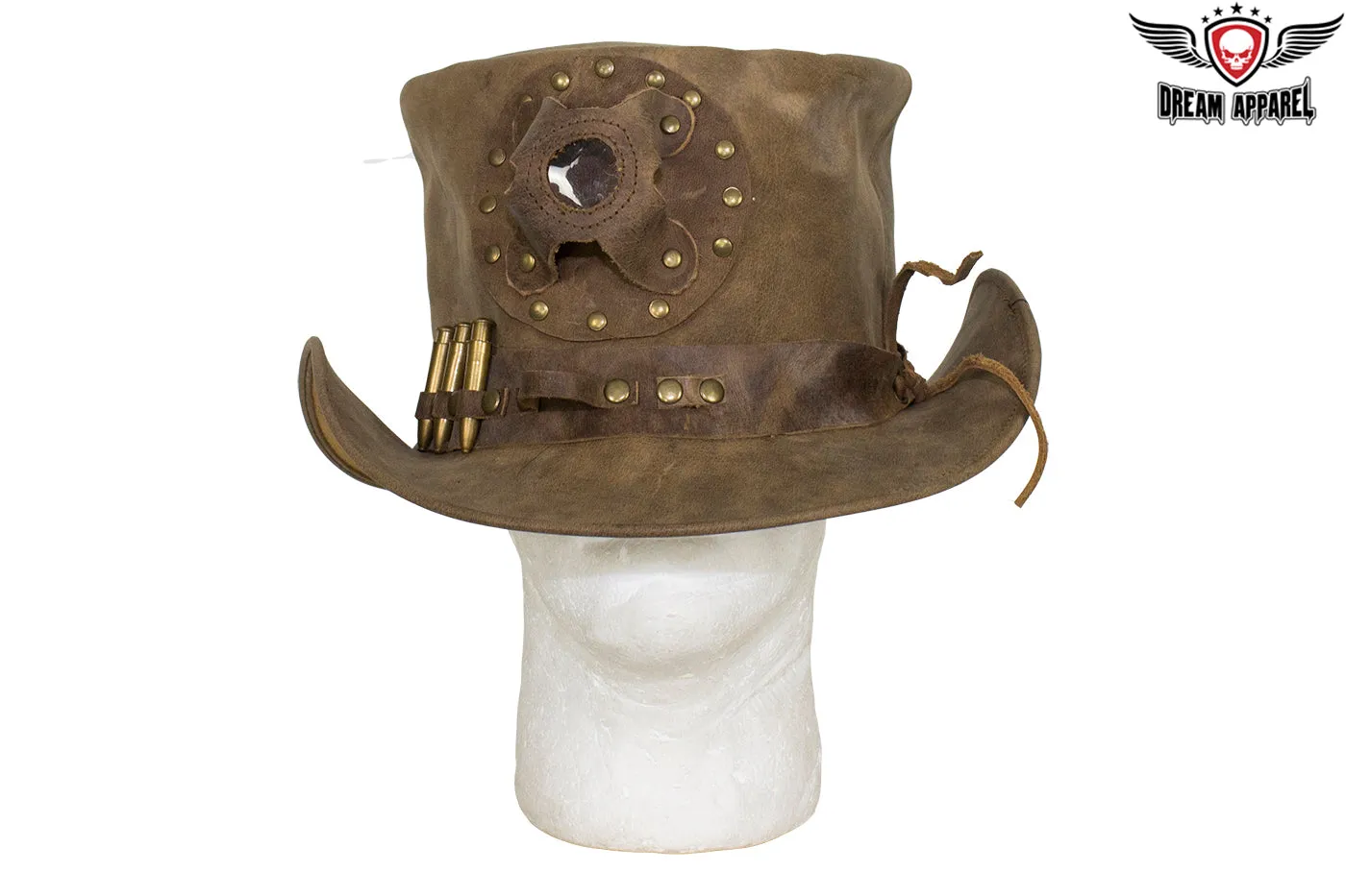 Brown Leather Deadman Top Hat