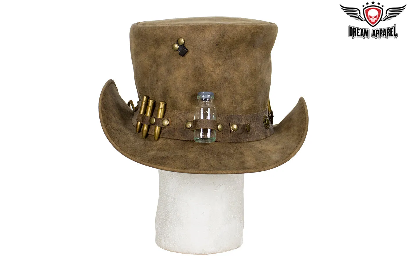 Brown Leather Deadman Top Hat