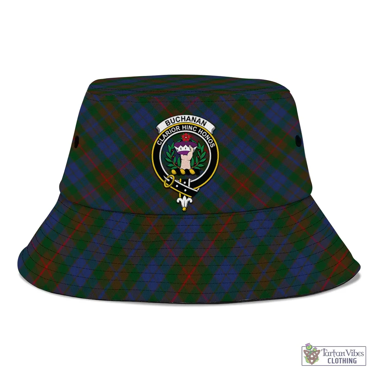 Buchanan Hunting Tartan Bucket Hat with Family Crest