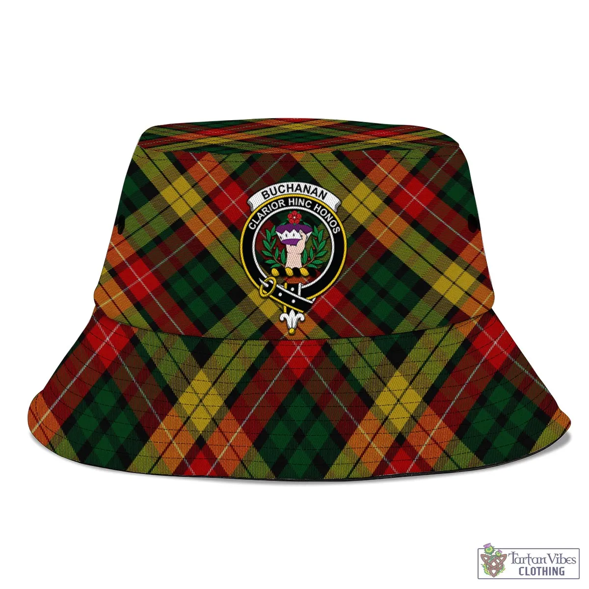 Buchanan Tartan Bucket Hat with Family Crest