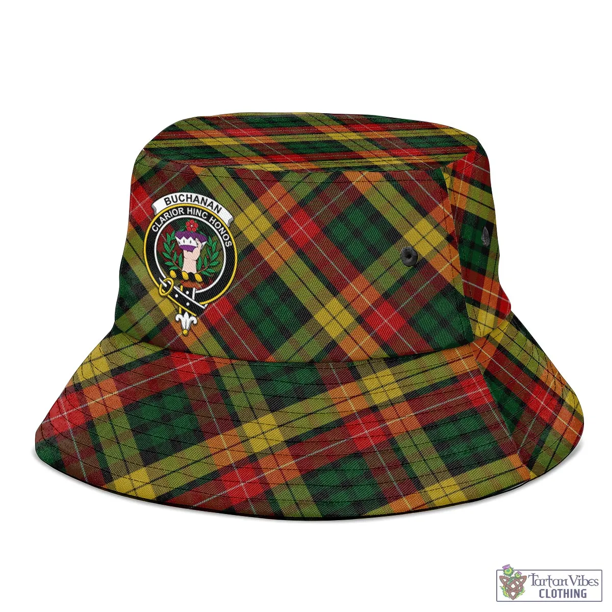 Buchanan Tartan Bucket Hat with Family Crest