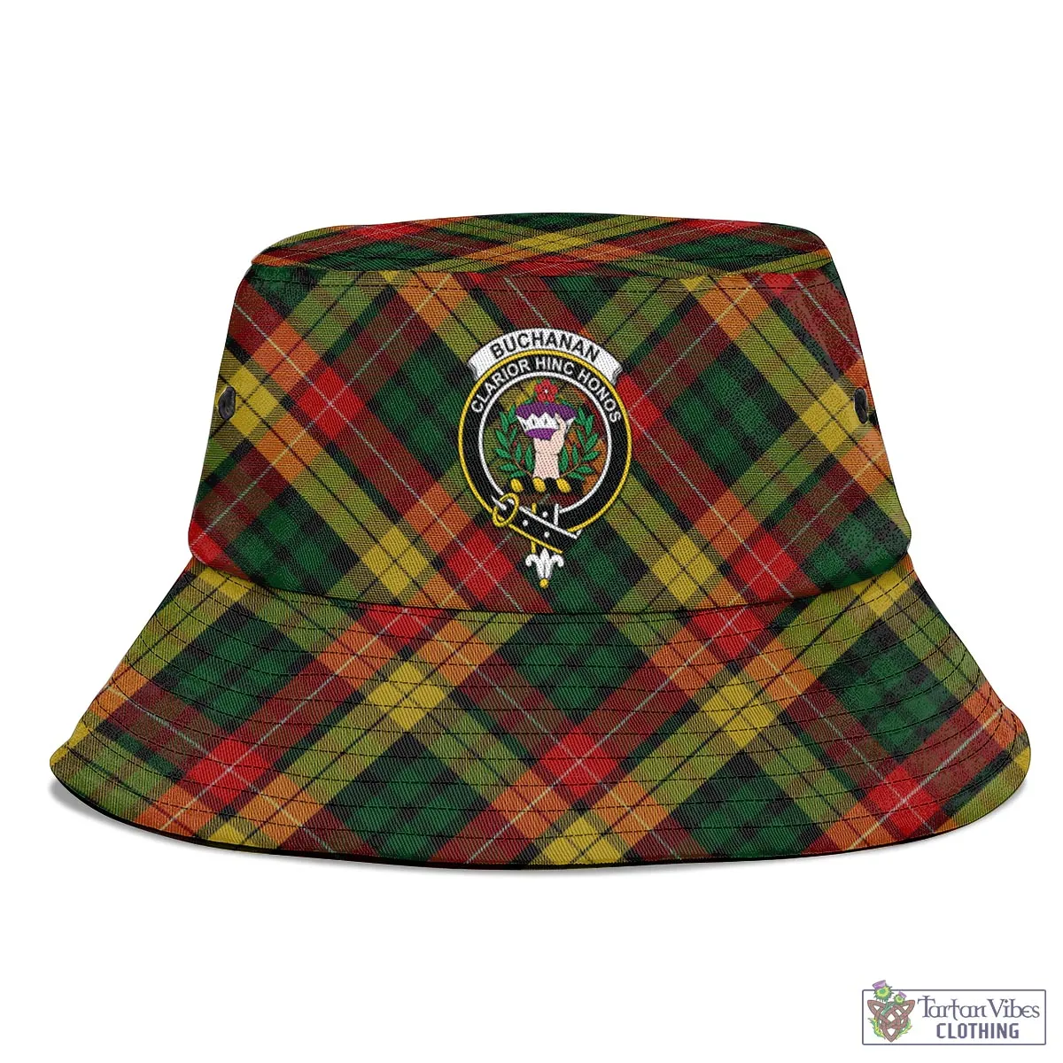 Buchanan Tartan Bucket Hat with Family Crest