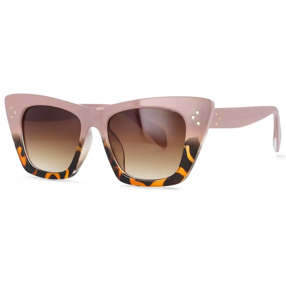 CCspace Women's Full Rim Cat Eye Rivet Acetate Frame Sunglasses 54001