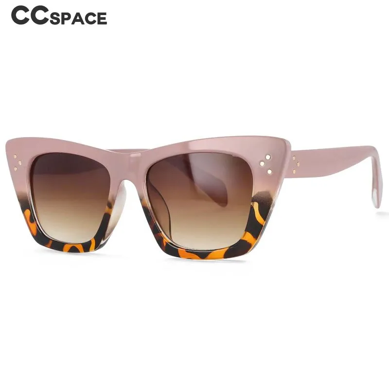 CCspace Women's Full Rim Cat Eye Rivet Acetate Frame Sunglasses 54001