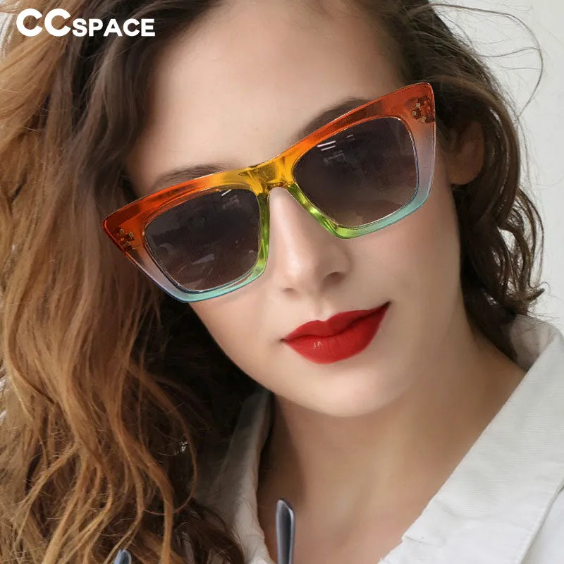 CCspace Women's Full Rim Cat Eye Rivet Acetate Frame Sunglasses 54001