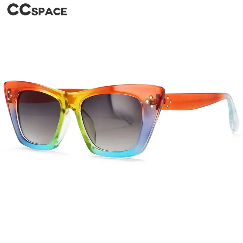 CCspace Women's Full Rim Cat Eye Rivet Acetate Frame Sunglasses 54001