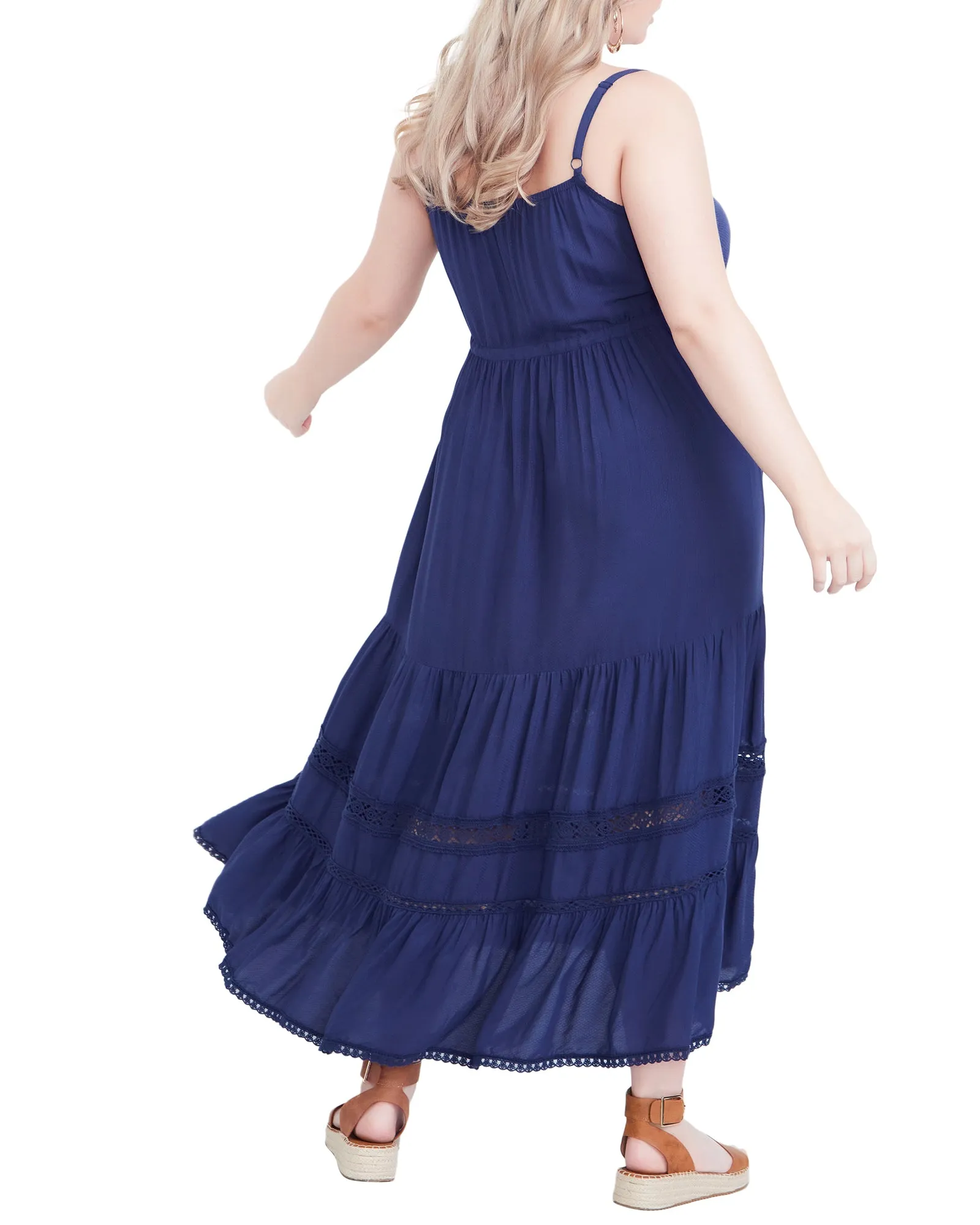 Cecilia Hi-Lo Lace Maxi Dress | Navy