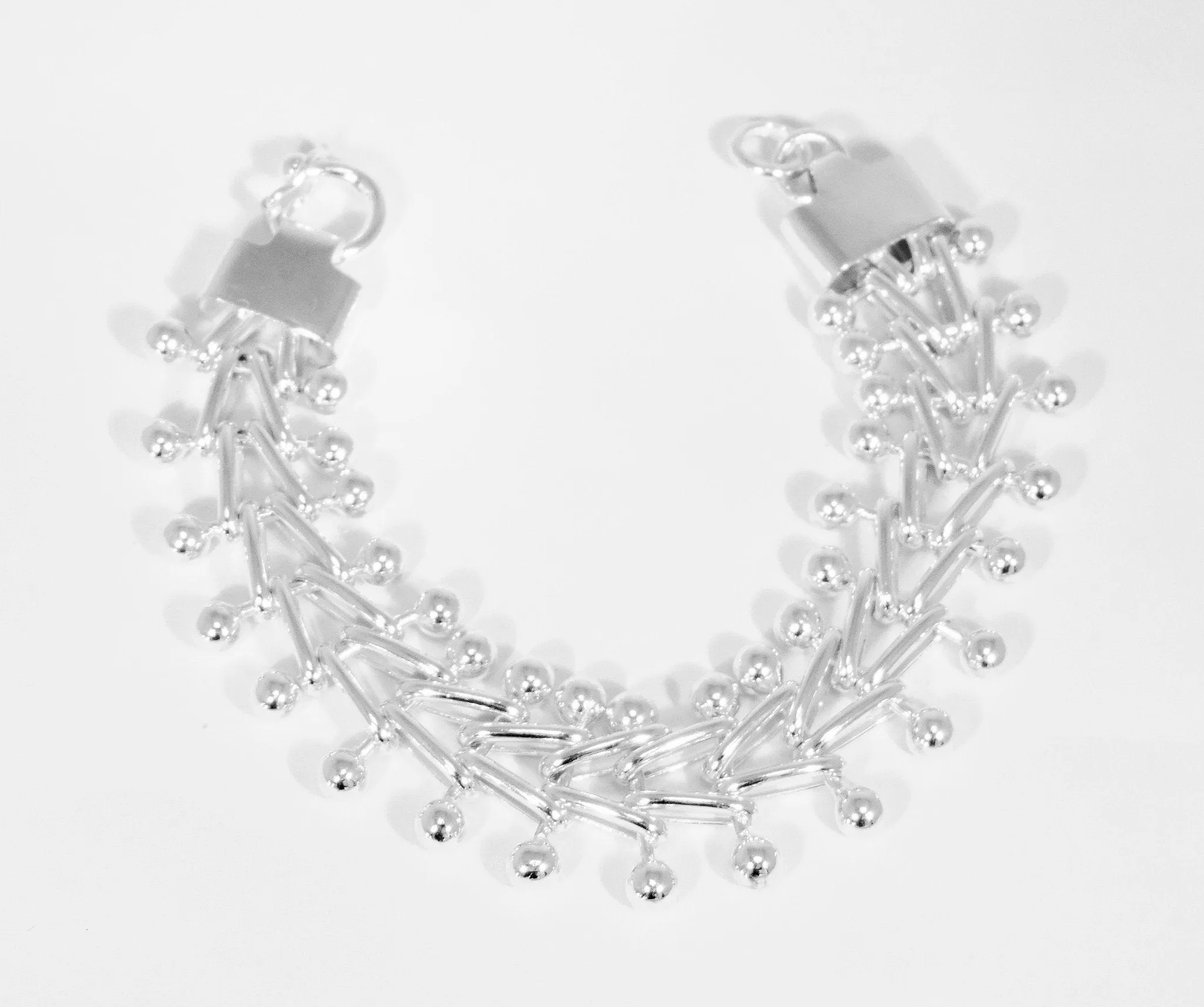 Centipede High Polish Sterling Silver Bracelet