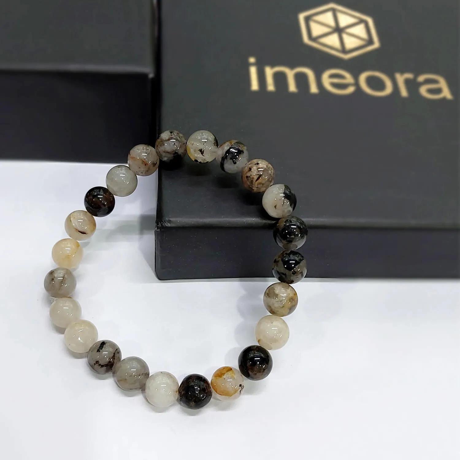 Certified Golden Black Rutile 8mm Natural Stone Bracelet