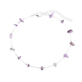 Chain Anklet Silver - Amethyst