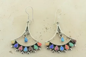 Chandelier earring with opal - shield