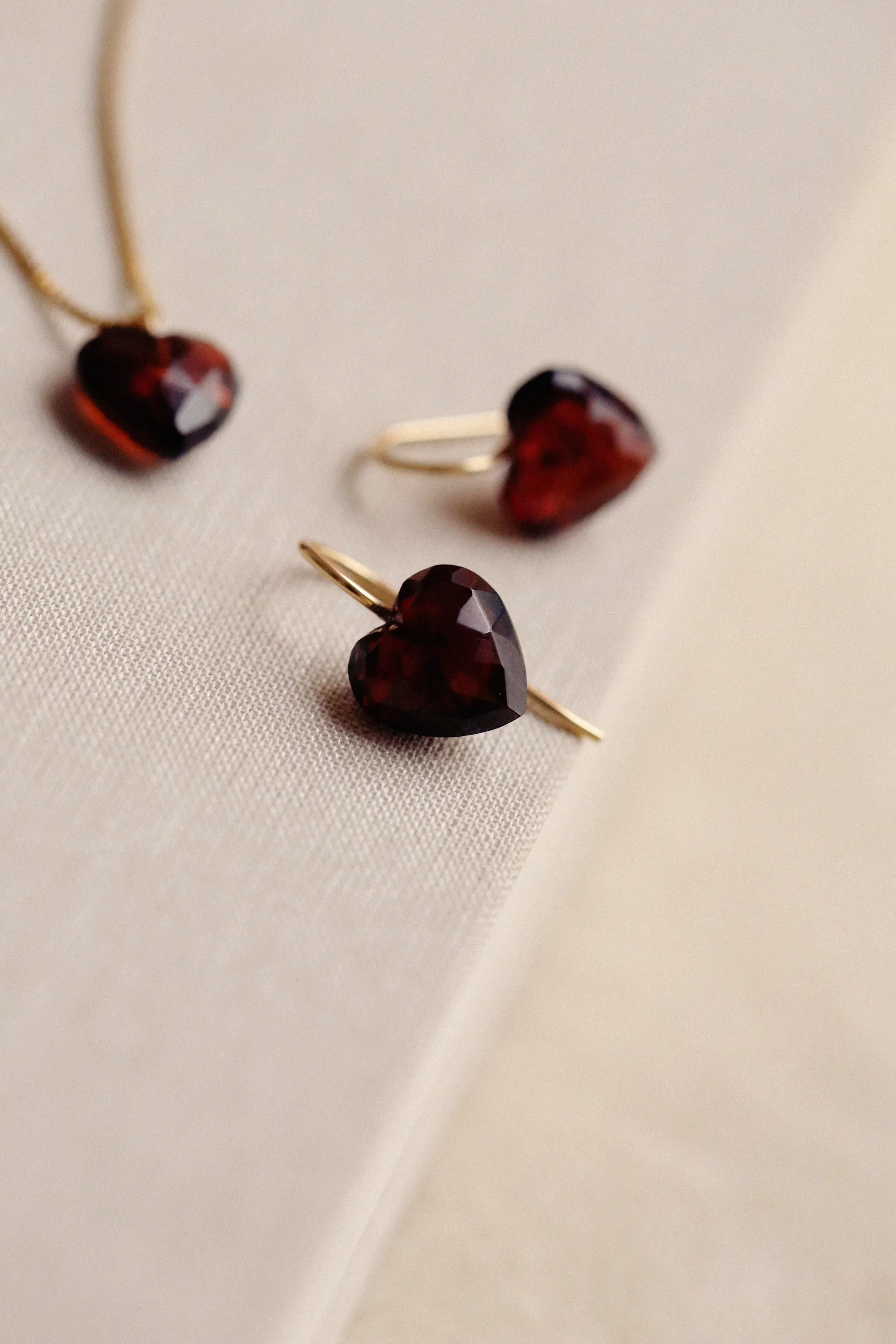 Charlotte Garnet Heart Earrings