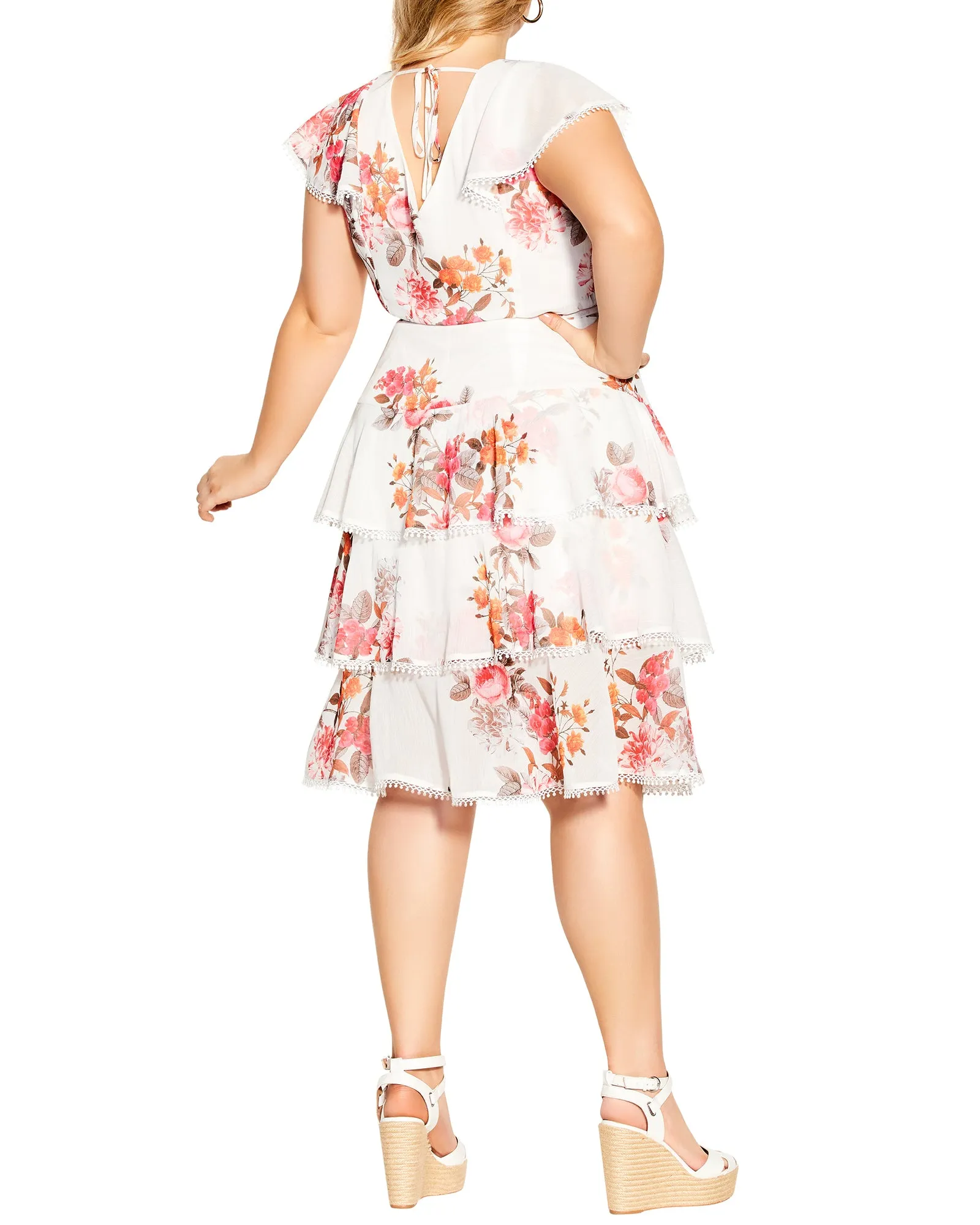 Cher Floral Crush Dress | Ivory / Coral