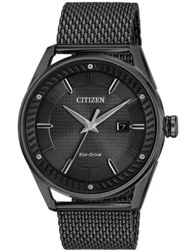 Citizen DRIVE CTO Mens Watch - Black Case & Dial - Mesh Bracelet - Date - 100m