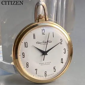 Citizen Pocket Watch Antique Gold 41mm Vintage Open Face